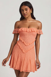 Oh Polly Nahida Lace A-Line Mini Robe Pêche