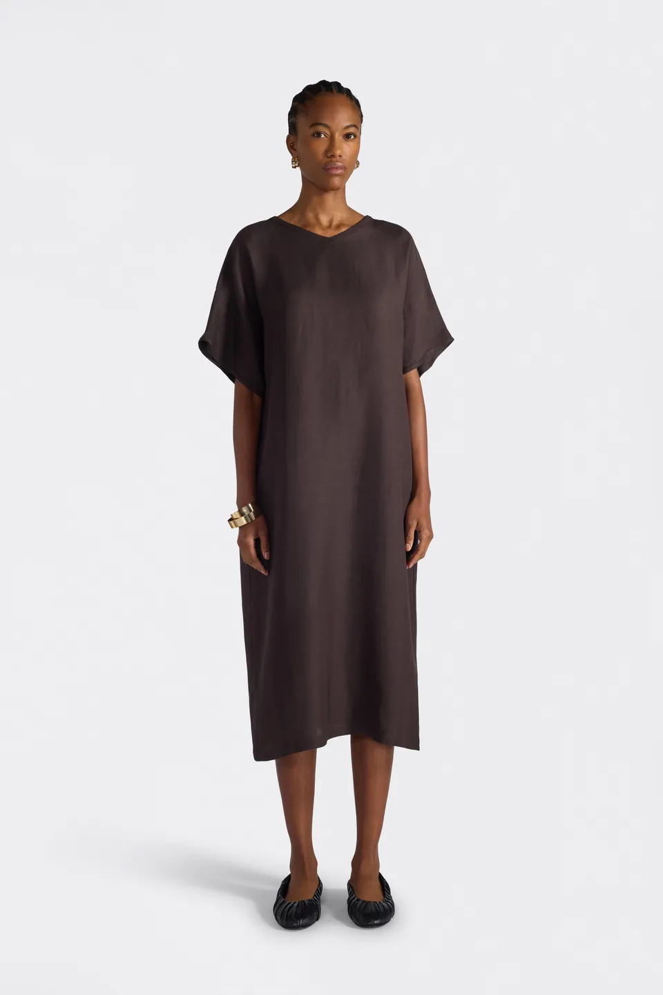 Liviana Conti Natalie robe midi fondente 40 viscose-lin