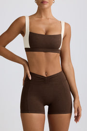 Oh Polly Bo+Tee mini short Pecan Marl froncé
