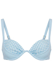 Oh Polly Swim Luana haut bikini bleu vichy armatures
