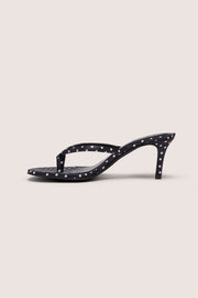 Oh Polly Nollan sandales satin noires pois talon 8 cm