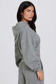 Oh Polly sweat zippé BT02527 hoodie court gris maille douce