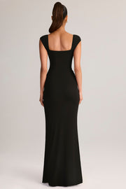 Oh Polly Elva Robe Maxi Noire Col Cœur Modal Fendue
