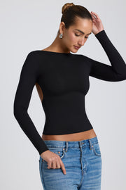 Oh Polly Elli top noir col haut dos nu modal