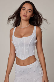 Oh Polly Letitia 10697B top corset blanc sequins