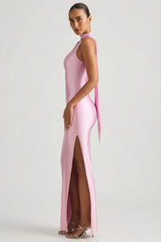 Oh Polly Sheril 13767 robe longue satin rose asymétrique