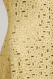 Oh Polly Averie Robe Jaune Strass Mini Col Carré