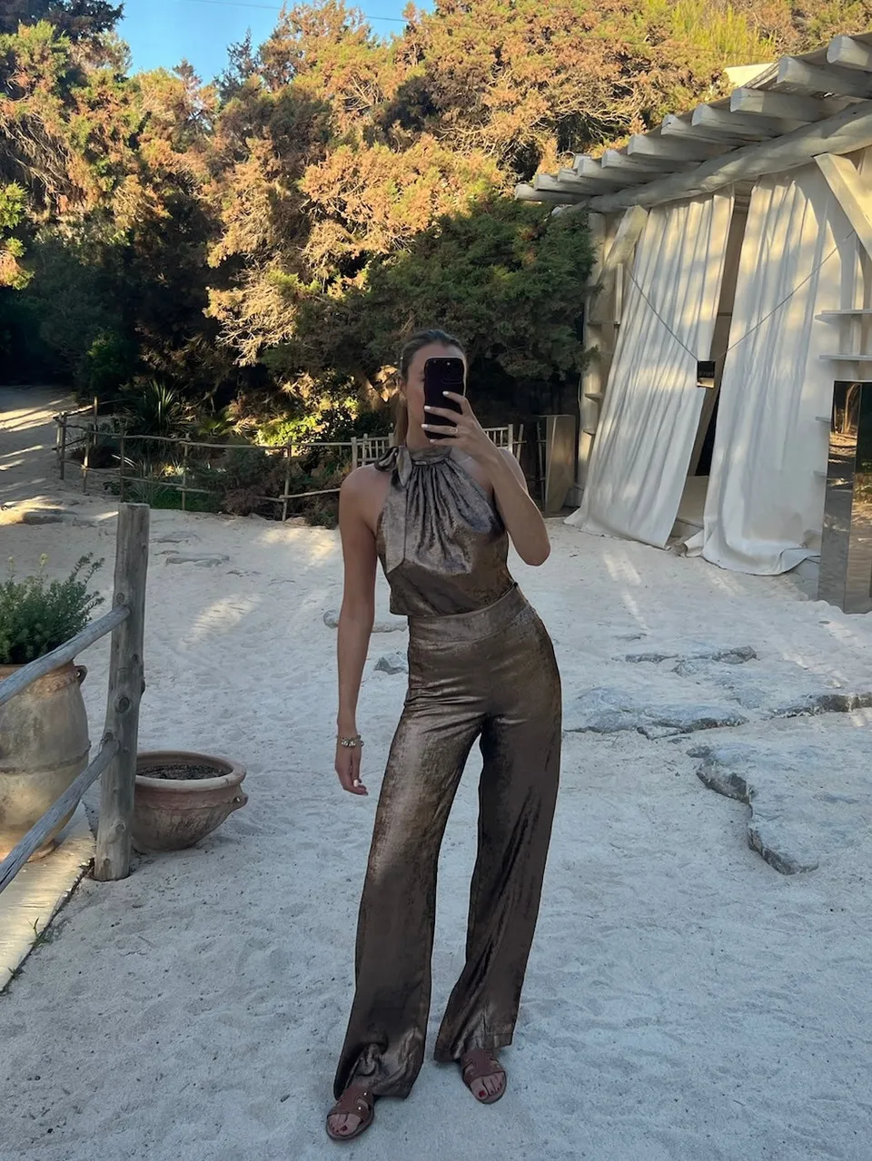 The Ethiquette Aphrodite pantalon satin Zahara