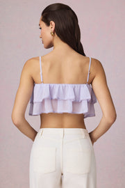 Oh Polly Lacie caraco cropped lilas à volants