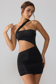 Oh Polly Shyla 8133 robe noire mini froncée cut out