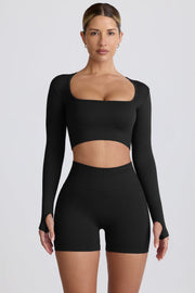 Oh Polly Super Sculpt BT2164 crop top noir manches longues sculptant