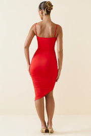 Oh Polly Anaisa 9732 robe midi ruchee rouge