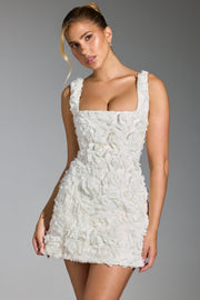 Oh Polly Posy 8329 robe corset mini blanche fleurs satin