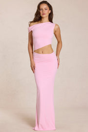 Oh Polly Calisse Asymmetric Drape robe rose blossom jersey