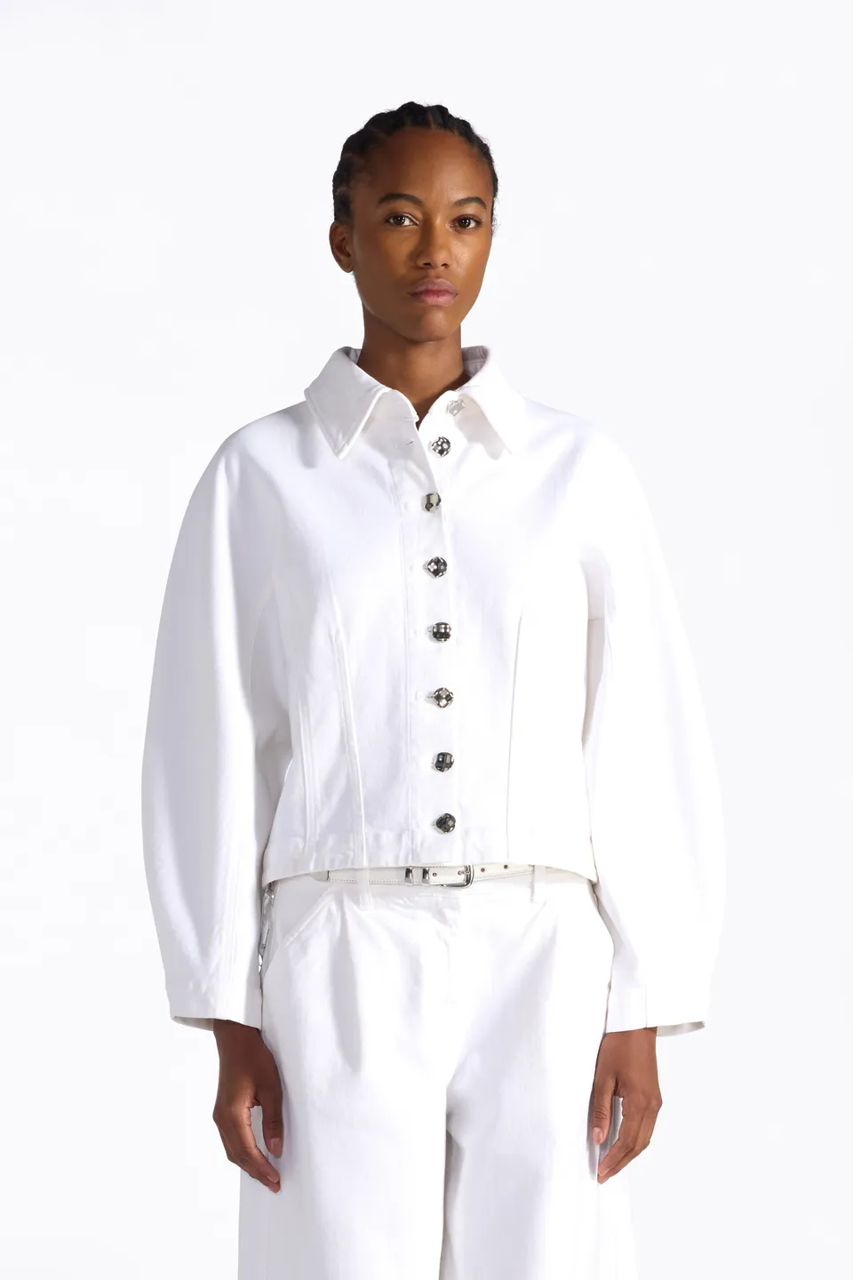 Liviana Conti Daniel veste crop coton stretch sale