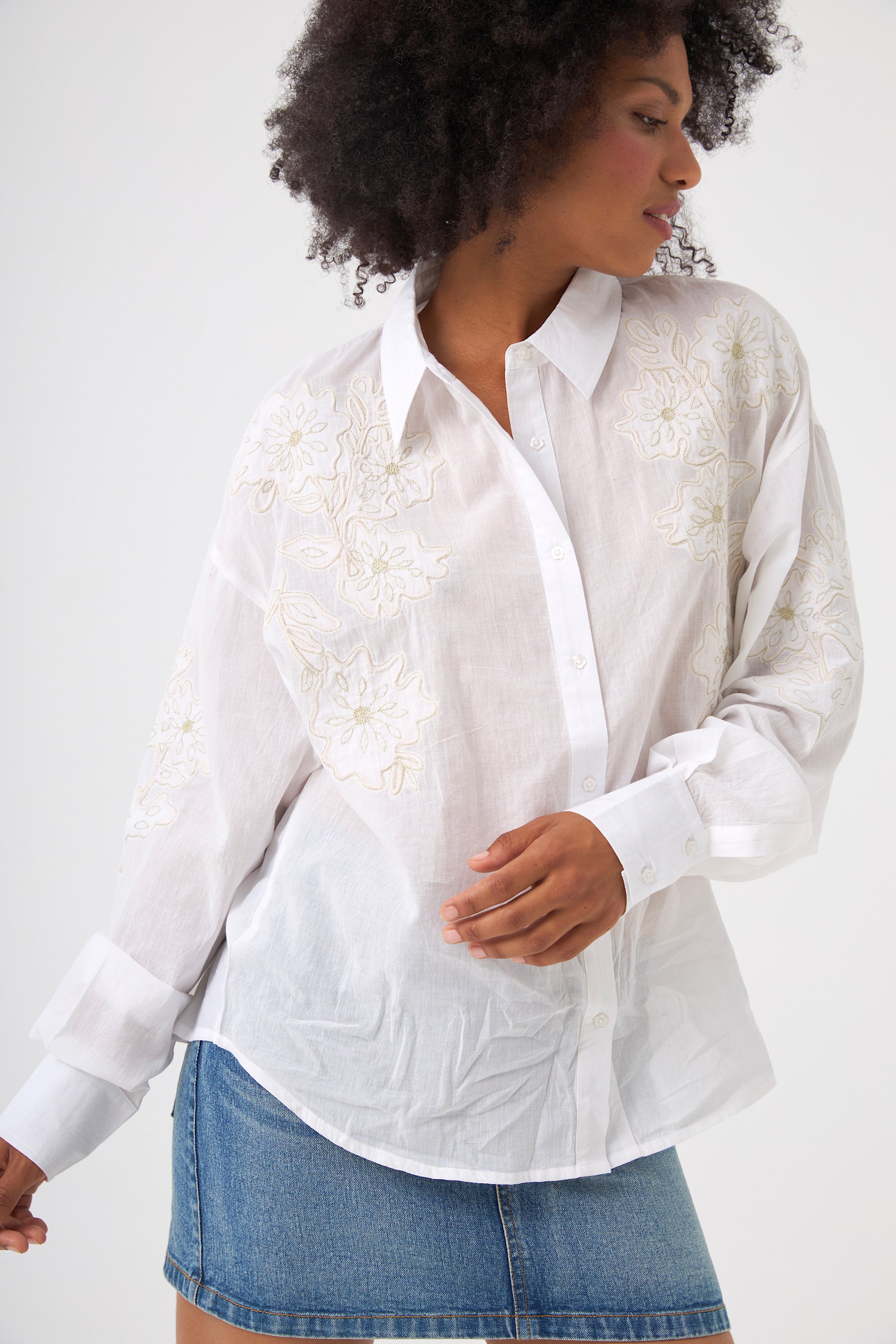 Chicosoleil Quincy chemise blanche brodée coton