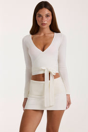 Oh Polly Tops Soft Knit Wrap Top Haut Ivoire Cache-Coeur
