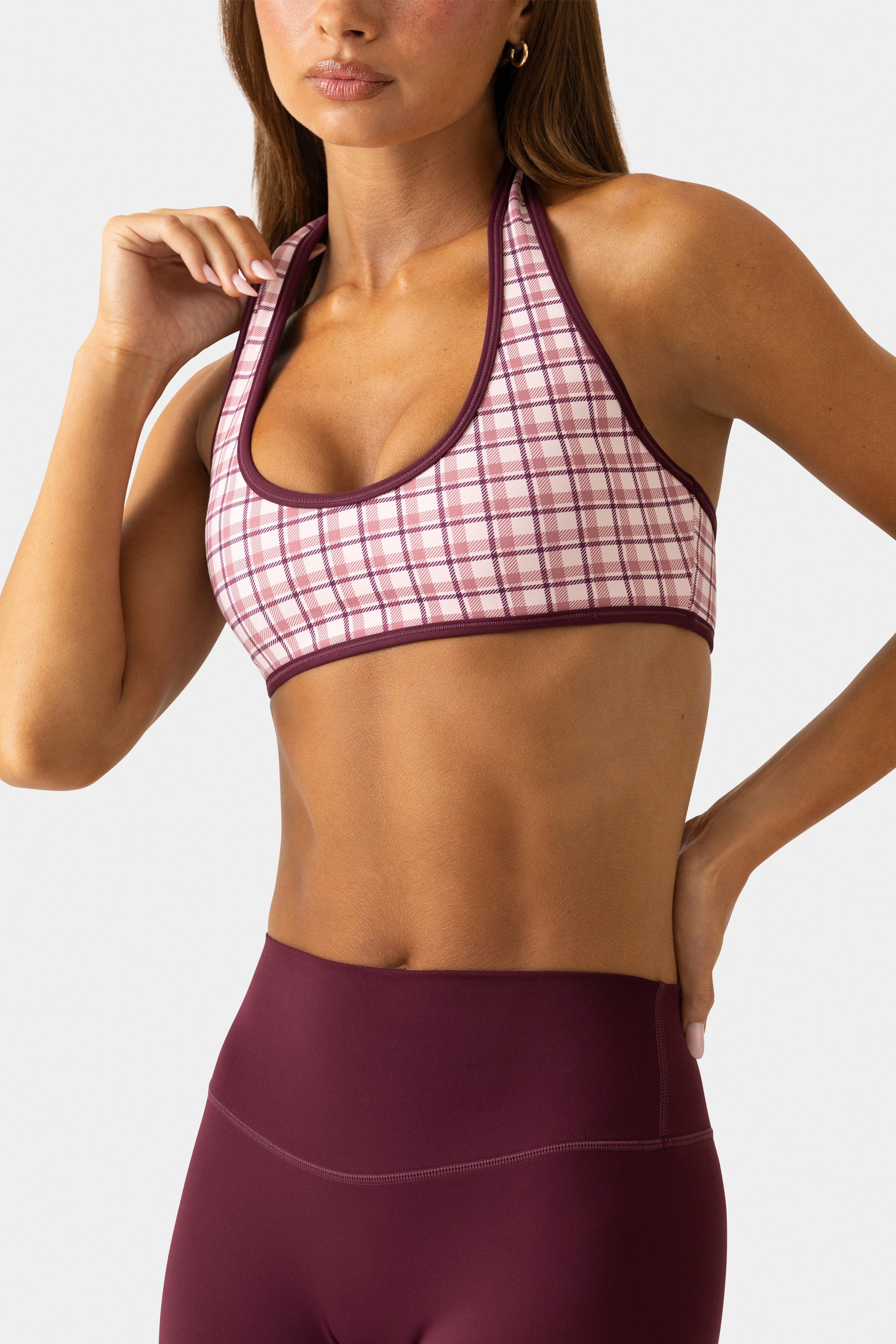 Oh Polly Bo+Tee brassière sport réversible berry plaid