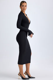 Oh Polly Yael robe midaxi noire col V modal