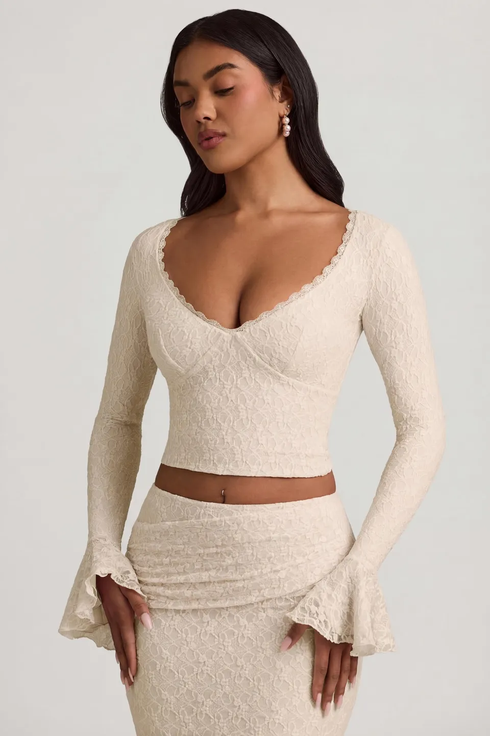 Oh Polly Tops Dagny top dentelle ivoire volants