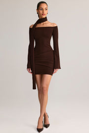 Oh Polly Dresses 14778 robe mini chocolat épaules nues