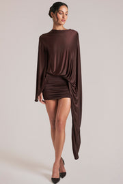 Oh Polly cape robe mini marron chocolat dos ouvert