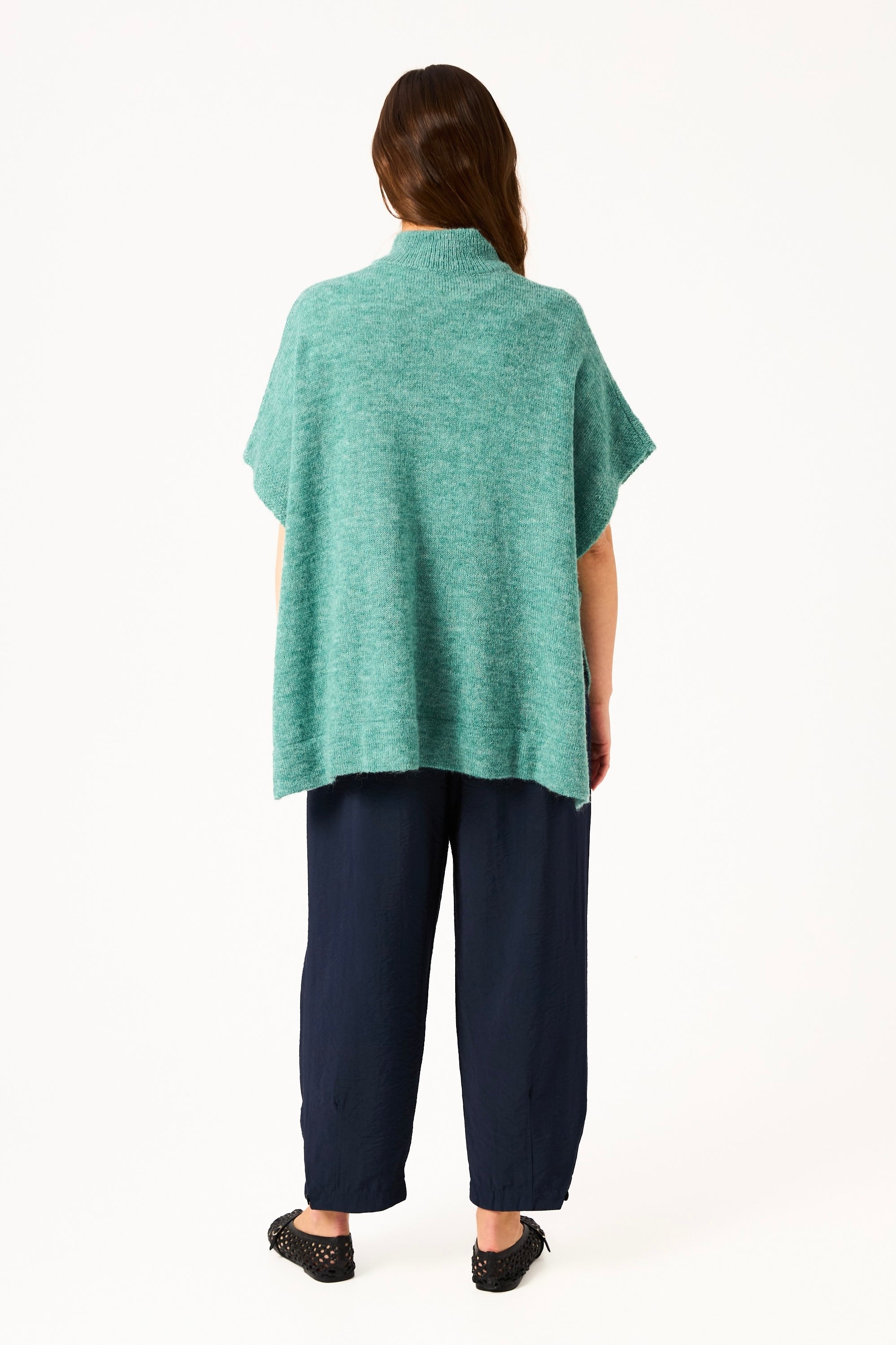 Chicosoleil Achill poncho maille vert turquoise mohair