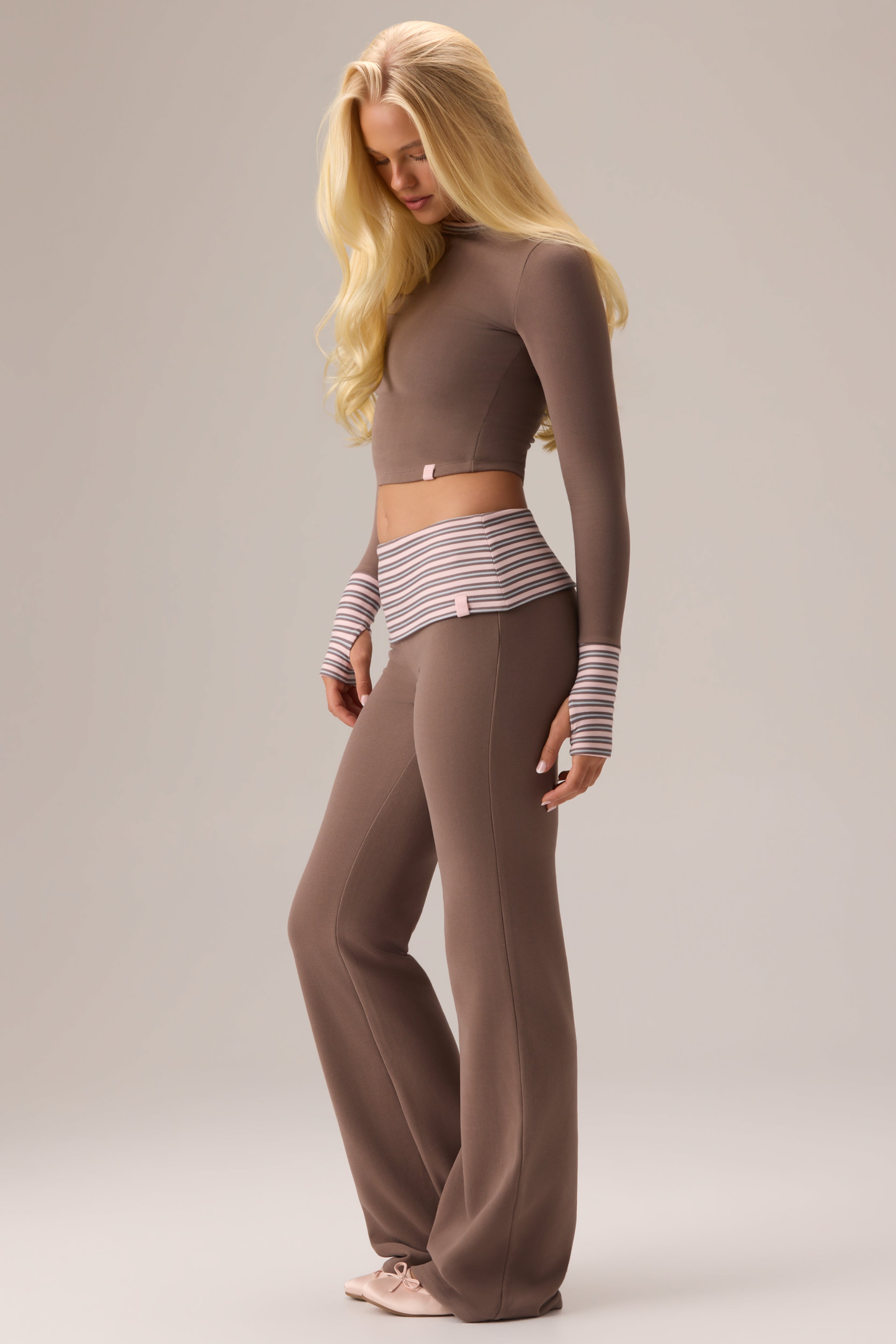 Oh Polly Bo+Tee haut manches longues chestnut jersey peluche