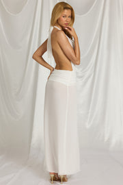 Oh Polly Dresses Kaeli robe maxi blanche dos nu fente