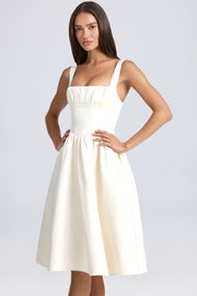 Oh Polly Marguerite Robe Midaxi Ivoire Satin Lacée