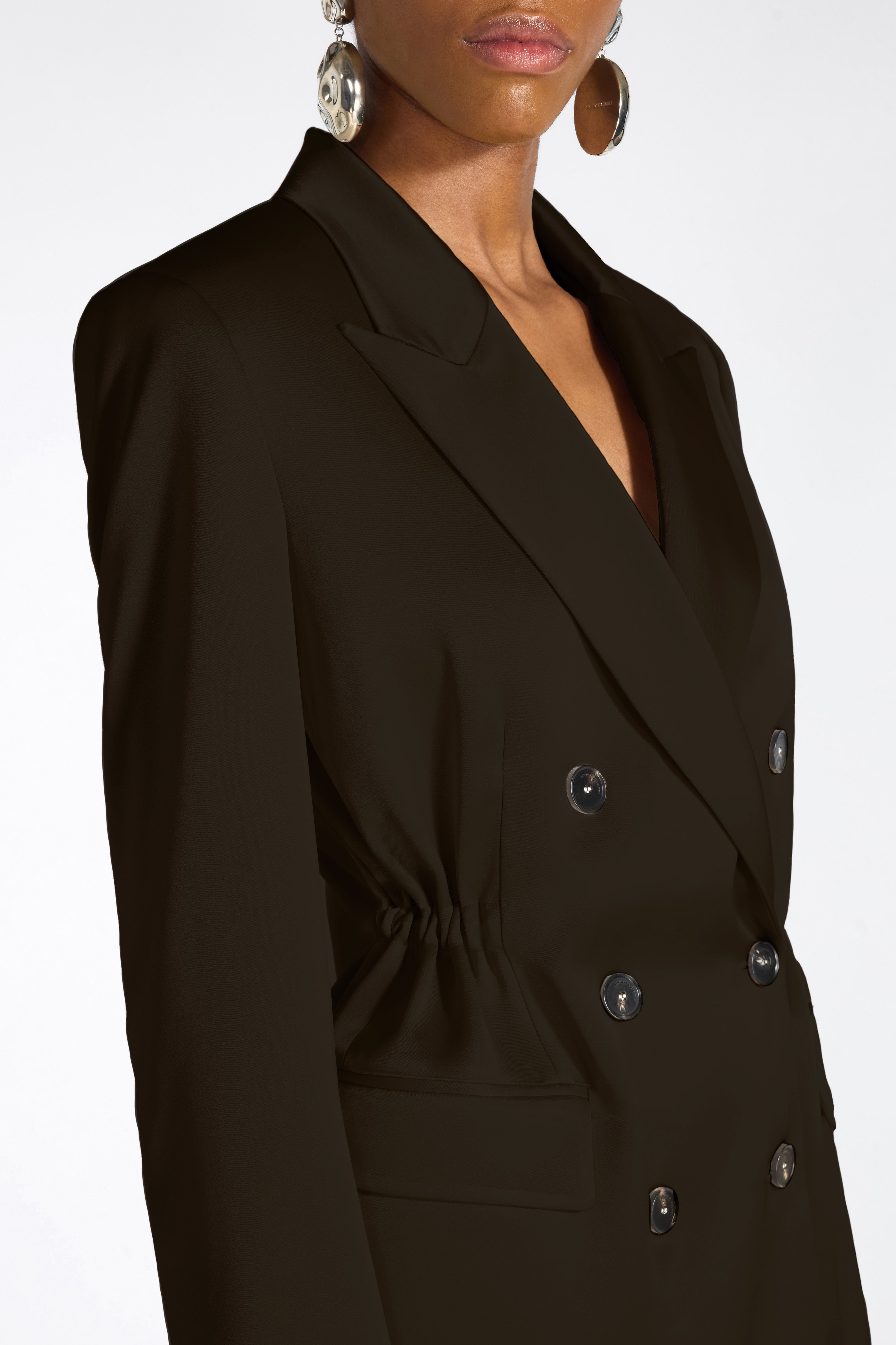Liviana Conti Farrell blazer satin alabastro double boutonnage