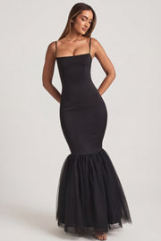 Oh Polly Adelpha Robe Longue Noire Sirène Tulle