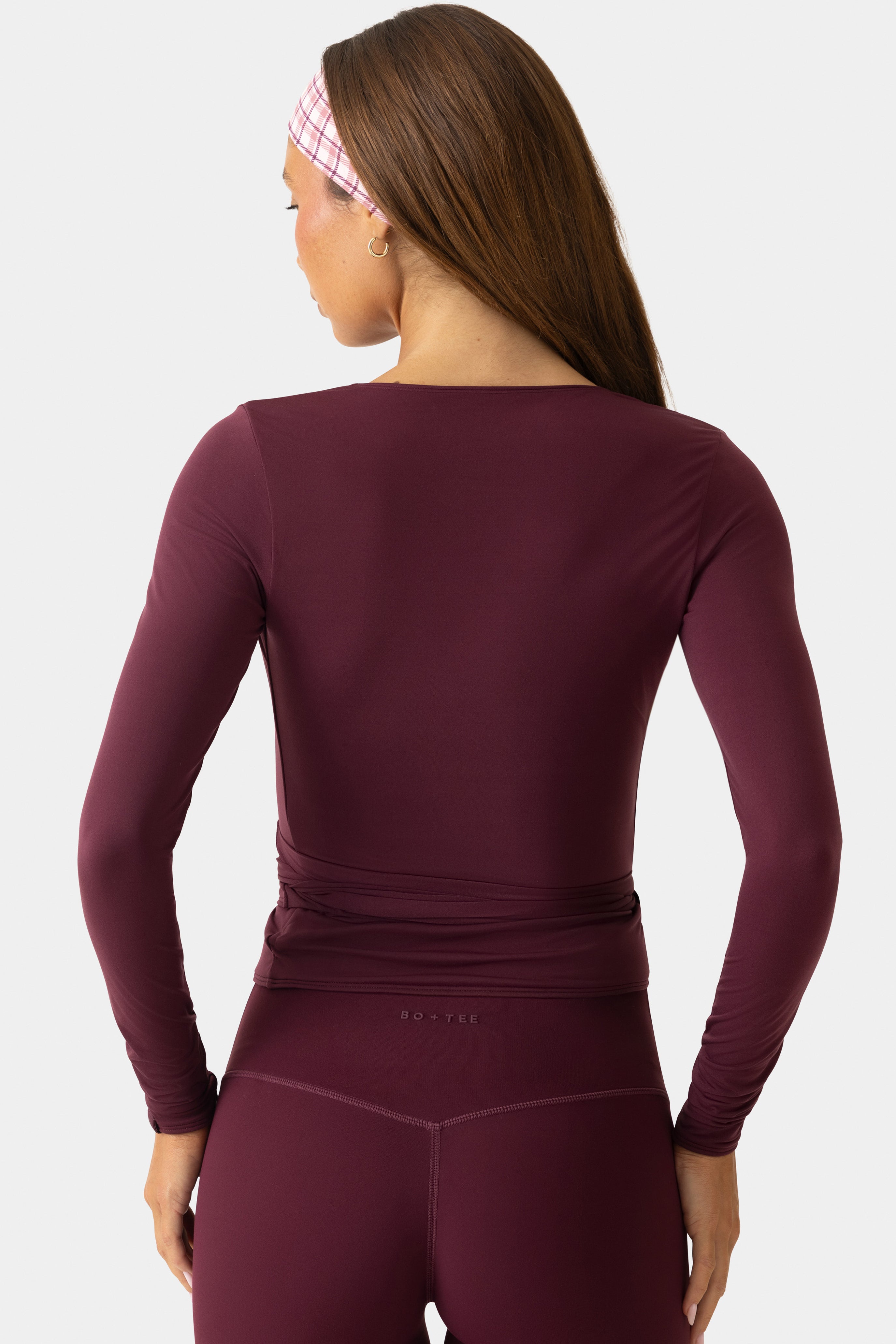Bo+Tee haut cache-cœur jersey prune manches longues