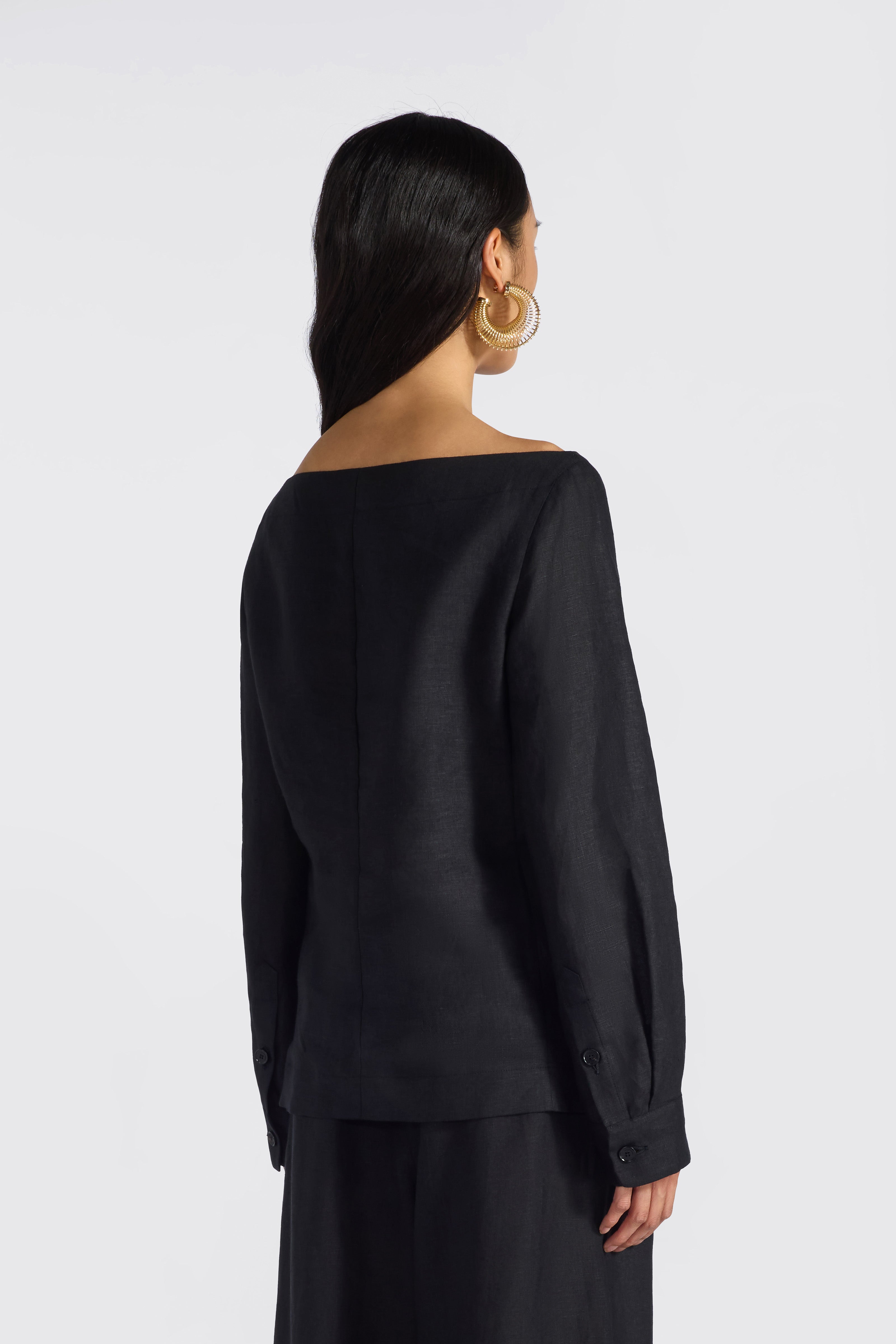 Liviana Conti Victor veste chemise lin noir 40