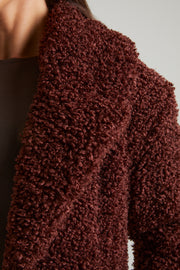 Oh Polly 7758 Manteau Femme Marron Long Fausse Fourrure