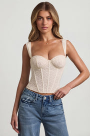 Oh Polly Tops top corset dentelle ivoire armaturé