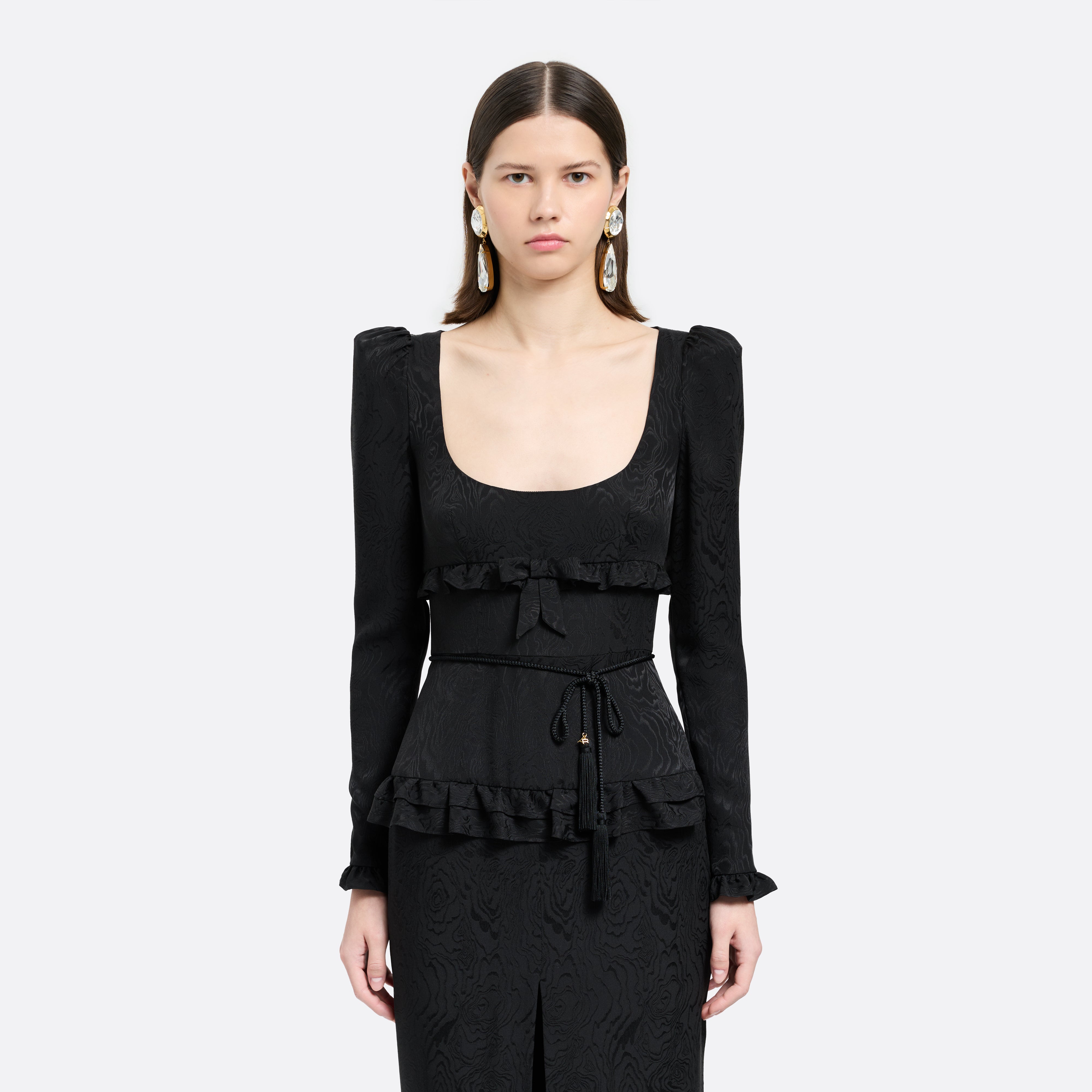 Alessandra Rich Torchon Belt ceinture noire à pompons