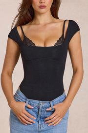Oh Polly Bodysuits Body Modal Noir Dentelle Arlen