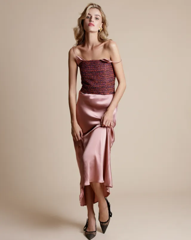 The Ethiquette Anita Bustier top taille XS-XL satin tweed