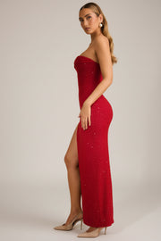 Oh Polly Embellished La Rochette 6750 robe maxi rouge perles