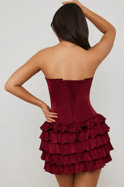 Oh Polly Juliet robe mini rouge corset volants bustier