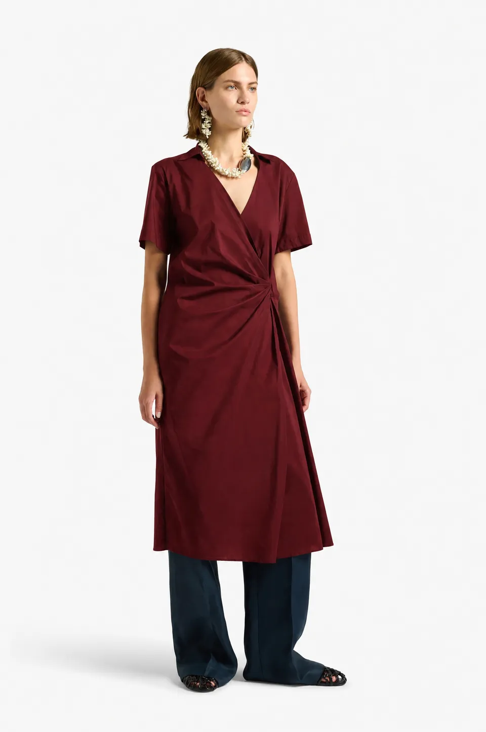 Liviana Conti Hannah robe portefeuille midi bleu nuit
