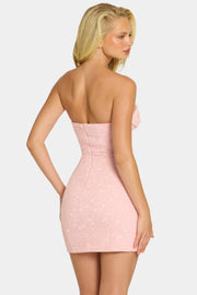 Oh Polly Basel mini robe bustier blush perlée