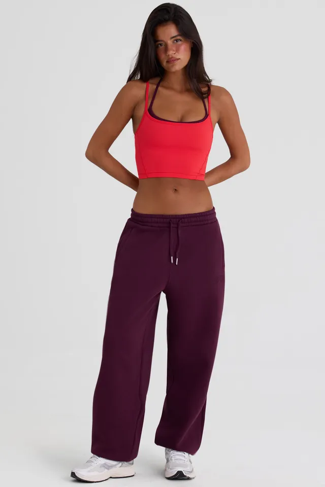 Oh Polly Trousers jogging bordeaux coton taille mi-haute