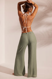 Oh Polly Trousers pantalon plage vert clair large crinkle