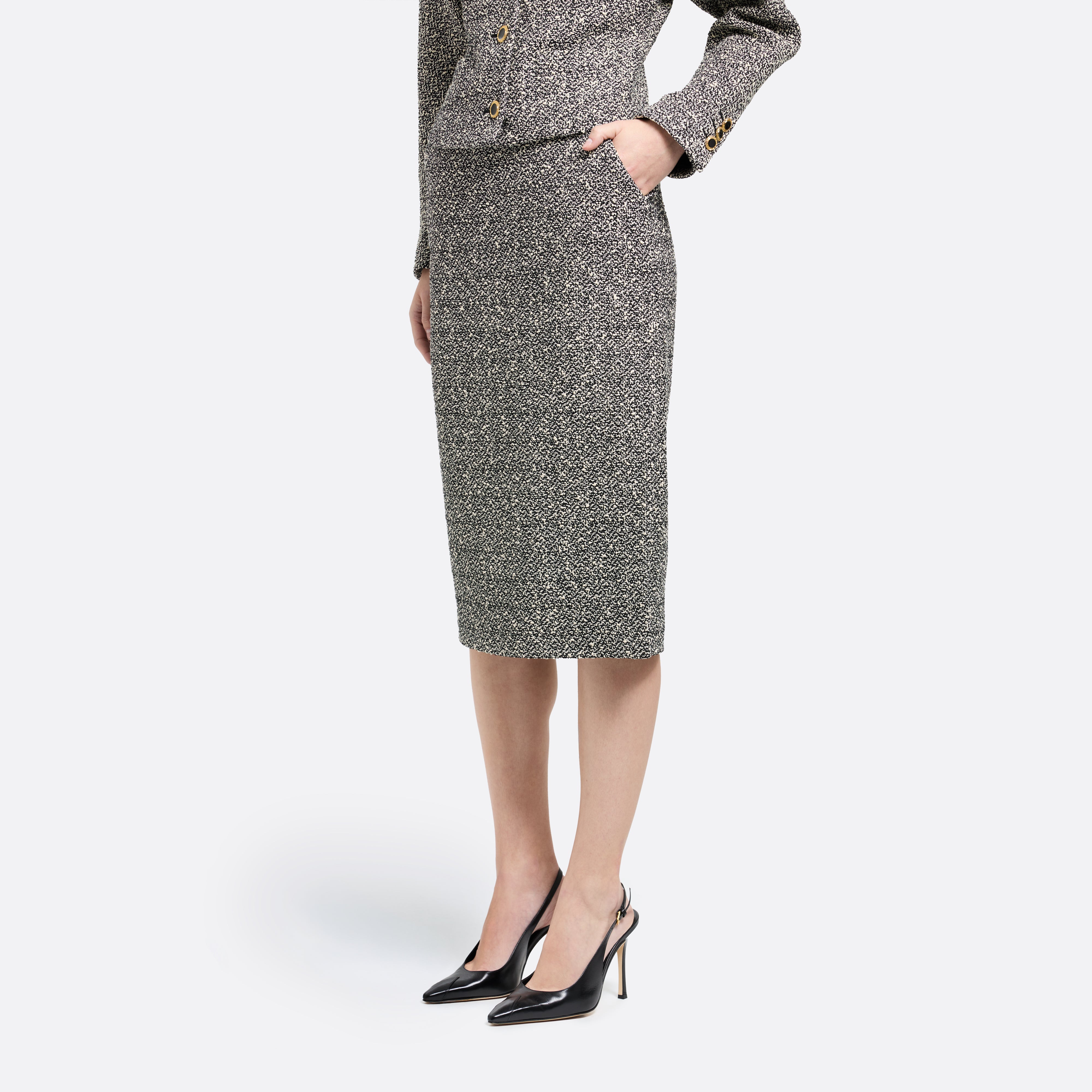 Alessandra Rich Skirts Melange Jupe crayon tweed à sequins