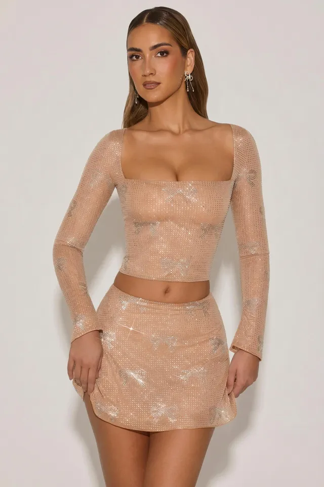 Oh Polly Natala Top Almond strass col carré