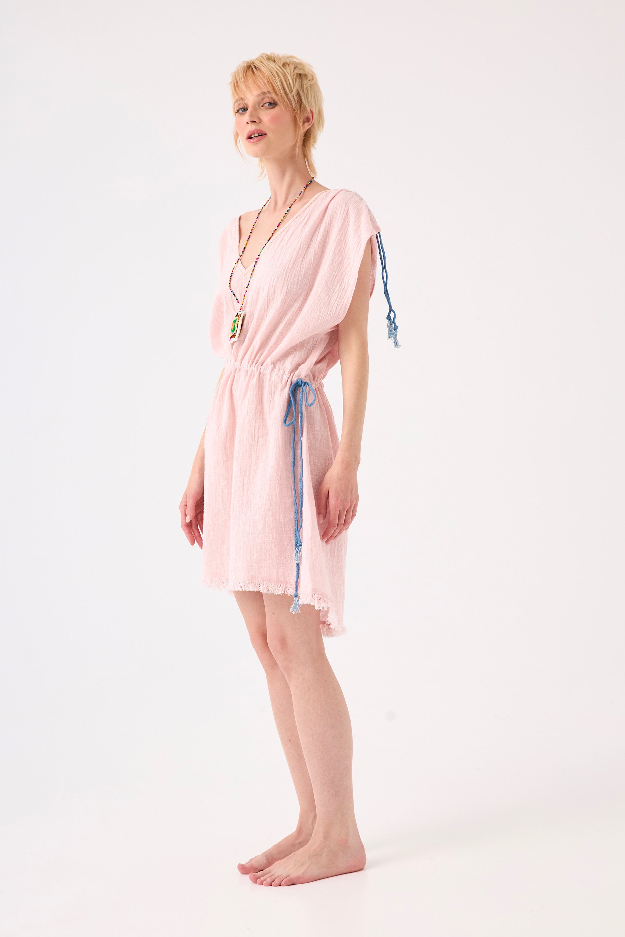 Chicosoleil Robes Callie robe courte rose coton slub