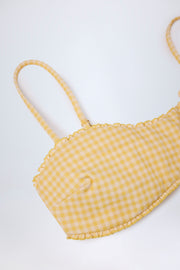 Oh Polly Swim Haut de Bikini Bandeau Jaune Vichy Volants