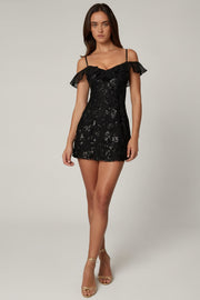 Oh Polly Jacira 14454 mini robe noire sequins